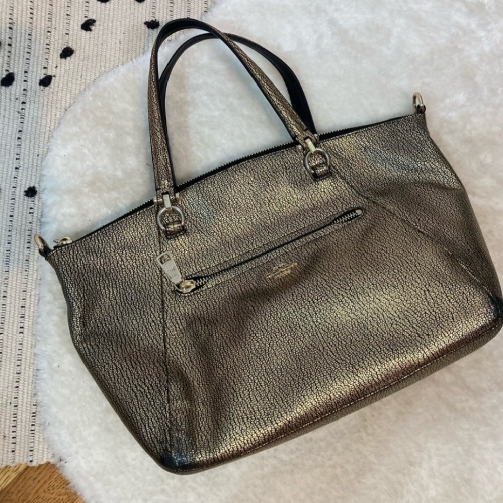 Gold pebbled Coach purse